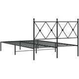vidaXL Kovinski posteljni okvir z vzglavjem črn 120x190 cm | Shoptok.si