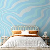  Foto tapeta - Composition in Blues and Whites - Harmonious Abstract Waves in a Cool Color Tone 400x280 | shoptok.hr