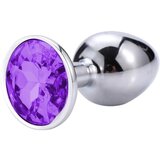 Sunfo - kovinski analni dildo s kamnom (srebrno-vijolične barve) | Shoptok.si