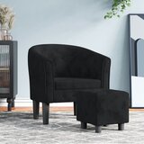 vidaXL fotelj s stolčkom za noge črn žamet | Shoptok.si
