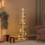 vidaXL Lesena novoletna jelka za okras 125 cm trdna borovina | Shoptok.si