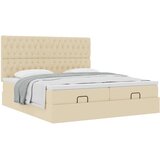 Otomanski okvir kreveta s madracima krem 200x200cm od tkanine | shoptok.hr