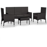 Maison Chic Seti vrtnega pohištva - Vrtna garnitura - Vrtni pohištvo set 4-delna z blazinami črn poli ratan, (21819952) | Shoptok.si