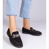 Gemre Black eco-suede loafers with rhinestones Minilla Cene