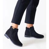 D/CEO Gemre Black ankle boots with gold inserts eco-suede Casetra | Shoptok.si