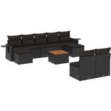 vidaXL 10-dijelni set vrtnih sofa s jastucima crni od poliratana | shoptok.hr