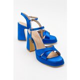 LuviShoes Lello Royal Blue Satin Women's Heeled Shoes Cene
