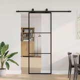  Klizna vrata s priborom crna 76 x 205 cm od ESG stakla | shoptok.hr