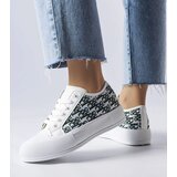 Gemre Women's white lace-up sneakers with a fashionable pattern Marquis Cijene