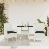  The Living Store Vrtna jedilna garnitura 3-delna z blazinami bel PE ratan steklo - Vrtna Jedilna Garnitura, (21472218) Cene