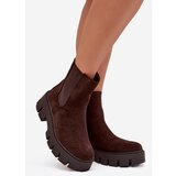 Boto Women's ankle boots with lining with zipper eco suede chocolate Fivienne | Shoptok.si