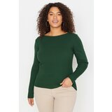 Trendyol Curve Plus Size Sweater - Green - Fitted Cene