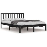  Posteljni okvir črn iz trdne borovine 140x190 cm, (20708190) | Shoptok.si