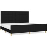  Posteljni okvir z vzglavjem črn 200x200 cm blago, (20794944) | Shoptok.si
