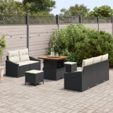  8-dijelni set vrtnog sofa s jastučićima crni poli ratan akacija | shoptok.hr