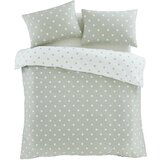 Catherine Lansfield Bela/zelena flanelna posteljnina za zakonsko posteljo 200x200 cm Polka Dot – | Shoptok.si