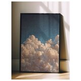 Wallxpert uramljena slika 115242, beli oblaci pod tamnoplavim nebom, 50 x 70 cm, crni ram Cene