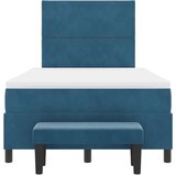 Box Postelja z vzmetnico z vzmetnico Temno modra 120 x 200 cm Žamet, (5000128420) | Shoptok.si
