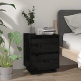 vidaXL nočna omarica črna 40x35x50 cm trdna borovina | Shoptok.si
