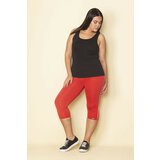 Şans Women's Plus Size Red Side Stripe Lycra Jersey Leggings Trousers Cene