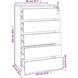 vidaXL Ladičar siva boja hrasta 60 x 36 x 103 cm od konstruiranog drva | shoptok.hr