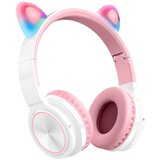 Venisymlis Bluetooth slušalke CT-7 Cat Ear, LED lučka, mikrofon, zložljive, roza/zelene, (22102693) | Shoptok.si