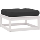 The Living Store Vrtni stolček za noge z blazino 2 kosa bela trdna borovina - Stolček Za Noge, (21468178) | Shoptok.si