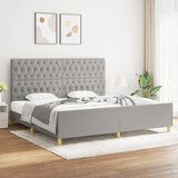 Maison Chic Posteljni okvir - Dvoposteljna postelja - Zakonska postelja z vzglavjem svetlo siv 200x200 cm blago-J6136, (21762620) | Shoptok.si