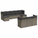  10-dijelni set vrtnih sofa od poliratana s jastucima sivi | Eponuda.com