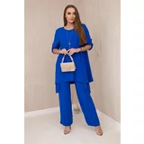 Fasardi Set of wide trousers + blouse ovezsize cornflower blue