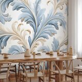  Foto tapeta - Baroque Ornaments in Light Cream-Blue Hues 150x105 Vodootporna | shoptok.hr