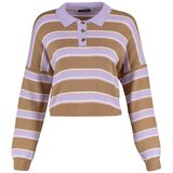 Trendyol Camel Striped Polo Neck Knitted Sweater | Eponuda.ba