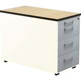 mauser Predalnik na kolesih, VxG 573 x 800 mm, 3 predali, čisto bele / aluminijasto srebrne barve / javor | Shoptok.si