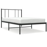 The Living Store Kovinski posteljni okvir z vzglavjem črn 75x190 cm - Posteljni Okvir, (21531886) | Shoptok.si