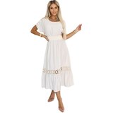 numoco basic 618-1 Subtle boho dress with openwork inserts – ecru | Shoptok.si