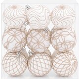  Set božićnih kuglica XL 18 kom. Bijela i ružičasta zlatna 8 cm | shoptok.hr