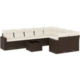 vidaXL Vrtna sedežna garnitura 10-delna z blazinami rjava poli ratan, (21113040) | Shoptok.si