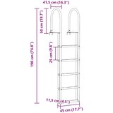  Ljestve za pristanište s 5 stepenica Srebrno 45 ×11,5 ×190 cm | shoptok.hr