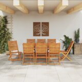 vidaXL 9-delni vrtnarski jedilni set iz trdnega lesa akacije | Shoptok.si
