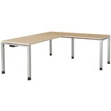 mauser Pisalna miza, kotna, spodnji del iz kvadratne/okrogle cevi, VxŠxG 680 - 760 x 1800 x 800 mm, kotni element na desni strani (širina 1000 mm), pl | Shoptok.si