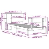  Knjižna postelja brez vzmetnice bela 75x190 cm trdna borovina | Shoptok.si