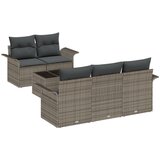 vidaXL 6-dijelni set vrtnih sofa s jastučićima sivi poli ratan, 2-sjedalna vrtna sofa s pohranom i jastučićima sivi poli ratan Cijene
