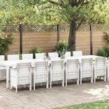 vidaXL Komplet za jedilnico v vrtu 15 pcs Bela Polt rattan Cene