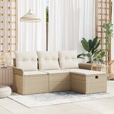 vidaXL set 4-delni vrtni kavč s blazinami bež poli ratan | Shoptok.si