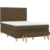  Box spring postelja z vzmetnico temno rjava 140x200 cm blago, (20899449) | Shoptok.si
