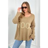 Kesi Sweater with the inscription Rock dark beige | shoptok.hr