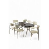Hanah home Set trpezarijskog stola i stolica (7 delova) Olya Black Marble Chrome Cream | Eponuda.com