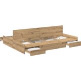  Postelja z dodatnim prostorom za shranjevanje Umetni hrast, (5000123837) | Shoptok.si