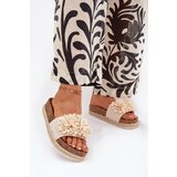 Boto Ladies platform sandals with decorative flowers beige Tessara Cene