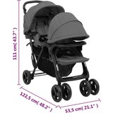  Dječja kolica za blizance tamnosiva čelična | shoptok.hr